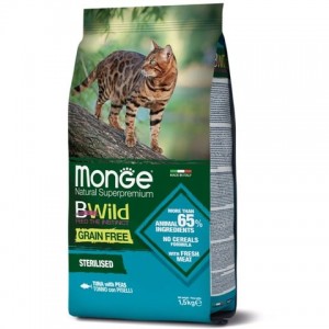 Сухий корм для стерилізованих кішок з тунцем та горохом (Monge BWild GF Adult Sterilised Tuna) – смачний та корисний раціон для контролю ваги у котів Сухий корм для стерилізованих кішок з тунцем та горохом (Monge BWild GF Adult Sterilised Tuna) – смачний та корисний раціон для контролю ваги у котів