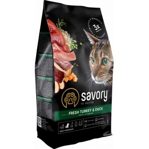 Сухий корм {Savory Cat Gourmand Holistic} для кішок із натуральних інгредієнтів | Продукція бренду «Savory» - індичка та качка | Petplus