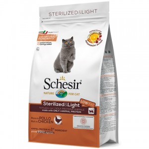 Schesir Cat Sterilized and Light - сухий монопротеїновий корм для стерилізованих кішок та кастрованих котів, для котів схильних до повноти Schesir Cat Sterilized and Light - сухий монопротеїновий корм для стерилізованих кішок та кастрованих котів, для котів схильних до повноти