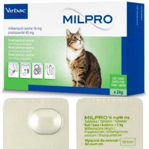 : Антигельмінтний препарат Virbac (Мілпро) Milpro - профілактика та лікування кішок при нематодозах, цестодозах та змішаних інвазіях : Антигельмінтний препарат Virbac (Мілпро) Milpro - профілактика та лікування кішок при нематодозах, цестодозах та змішаних інвазіях