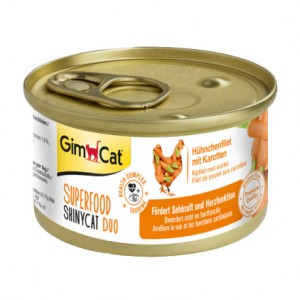 Куринный паштет с морковью для кошек (GimCat Superfood Shiny Cat Duo Chicken & Carrots) - ПэтПлюс