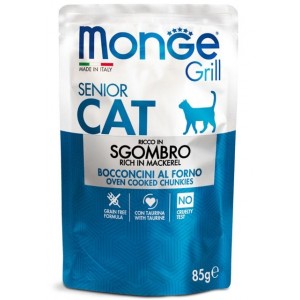 : Консервы Monge для стареющих кошек с нежной морской рыбой (Grill Wet Cat Senior Mackerel) - вкусный влажный корм для котов : Консервы Monge для стареющих кошек с нежной морской рыбой (Grill Wet Cat Senior Mackerel) - вкусный влажный корм для котов