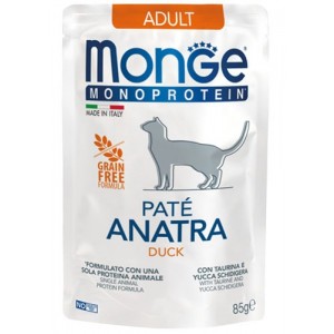 : Консервы Monge для кошек с нежным мясным паштетом из утки (Monoprotein Wet Cat Adult Duck) - вкусный влажный корм для котов : Консервы Monge для кошек с нежным мясным паштетом из утки (Monoprotein Wet Cat Adult Duck) - вкусный влажный корм для котов