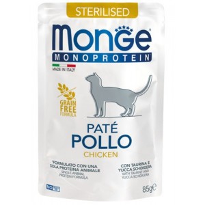 : Консервы Monge для стерилизованных кошек с мясным паштетом из курицы (Monoprotein Wet Cat Adult Chicken) - вкусный влажный корм для кастрированных котов : Консервы Monge для стерилизованных кошек с мясным паштетом из курицы (Monoprotein Wet Cat Adult Chicken) - вкусный влажный корм для кастрированных котов