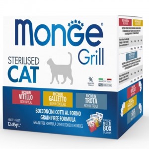 : Консервы Monge для стерилизованных кошек с нежным мясом форели, петуха и телятины (Monge Grill Wet Sterilised Cat) - вкусный влажный корм для кастрированных котов : Консервы Monge для стерилизованных кошек с нежным мясом форели, петуха и телятины (Monge Grill Wet Sterilised Cat) - вкусный влажный корм для кастрированных котов