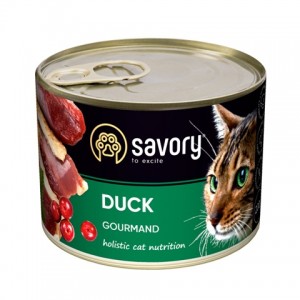 Консерви для кішок з качкою Savory Cat Gourmand Duck - збагачені вітамінами і мінералами, без штучних ароматизаторів - дізнатися більше!