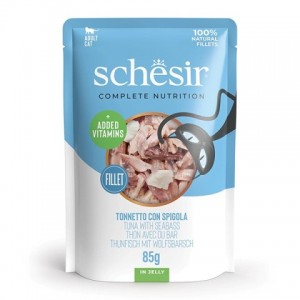 100% натуральний вологий корм для кішок у желі з тунцем та сибасом (Schesir Adult Tuna Seabass in Jelly), дізнатися більше 100% натуральний вологий корм для кішок у желі з тунцем та сибасом (Schesir Adult Tuna Seabass in Jelly), дізнатися більше