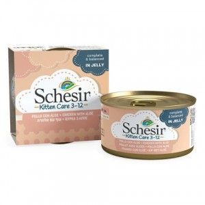 Schesir КУРИЦА С АЛОЭ (Chicken Aloe Kitten) влажный корм консервы для котят, банка Schesir КУРИЦА С АЛОЭ (Chicken Aloe Kitten) влажный корм консервы для котят, банка