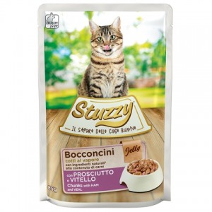 Stuzzy Cat Ham Veal - вологий корм для кішок, шматочки телятини з шинкою в желе