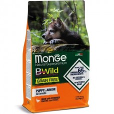 Monge BWild Grain Free Puppy & Junior All Breeds Duck - сухий беззерновий корм для цуценят всіх порід з качкою
