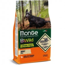 Monge BWild Grain Mini Adult Duck - сухий беззерновий корм для собак малих порід з качкою