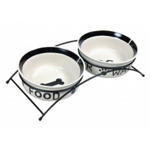 Trixie Eat on Feet Ceramic Bowl Set - подставка с керамическими мисками, белая в зоомагазине - Petplus Trixie Eat on Feet Ceramic Bowl Set - подставка с керамическими мисками, белая в зоомагазине - Petplus