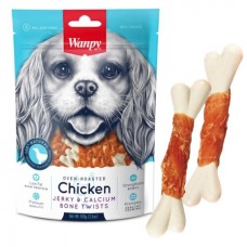 Wanpy Chicken Jerky & Calcium Bone Twists - ласощі для собак / з куркою та кальцієм Wanpy Chicken Jerky & Calcium Bone Twists - ласощі для собак / з куркою та кальцієм