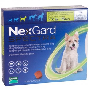 Nexgard Spectra for Dogs - жувальні таблетки від бліх, кліщів та глистів для собак від 7,5 до 15 кг Nexgard Spectra for Dogs - жувальні таблетки від бліх, кліщів та глистів для собак від 7,5 до 15 кг