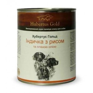 КОНСЕРВОВАНИЙ ВОЛОГИЙ КОРМ ДЛЯ СОБАК «HUBERTUS GOLD» ІНДІЙКА З РИСОМ І ЛЬНЯНИМ ОЛІЄМ | PETPLUS