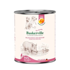 Консервы для собак с мясом кобана, утки и зеленью «Baskerville Sensitive» - это полнорационный влажный корм класса холистик - не вызывает аллергию | Petplus Консервы для собак с мясом кобана, утки и зеленью «Baskerville Sensitive» - это полнорационный влажный корм класса холистик - не вызывает аллергию | Petplus