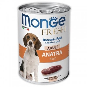 Monge Dog Fresh Duck Wet - вкусный (паштет) влажный консервированный корм для взрослых собак с уткой
