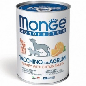 : Консервированный корм для собак «Monge Monoprotein Turkey&Citrus» паштет из индейки с цитрусами | Зоомагазин Пэтплюс