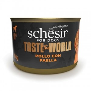 : Schesir Taste the World Chicken With Paella - вологий корм для собак з куркою, рисом, креветками, шинкою та овочами